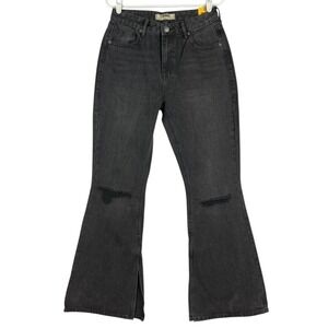 Rock & Roll Women's Distressed High-Rise Flare Leg Black Denim Jeans  28x34 NWT